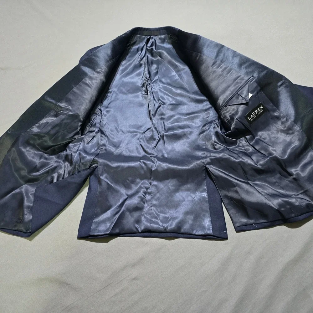 Lauren Ralph Lauren Tuxedo Jacket Kids 14R Navy Blue Satin Trim Blazer